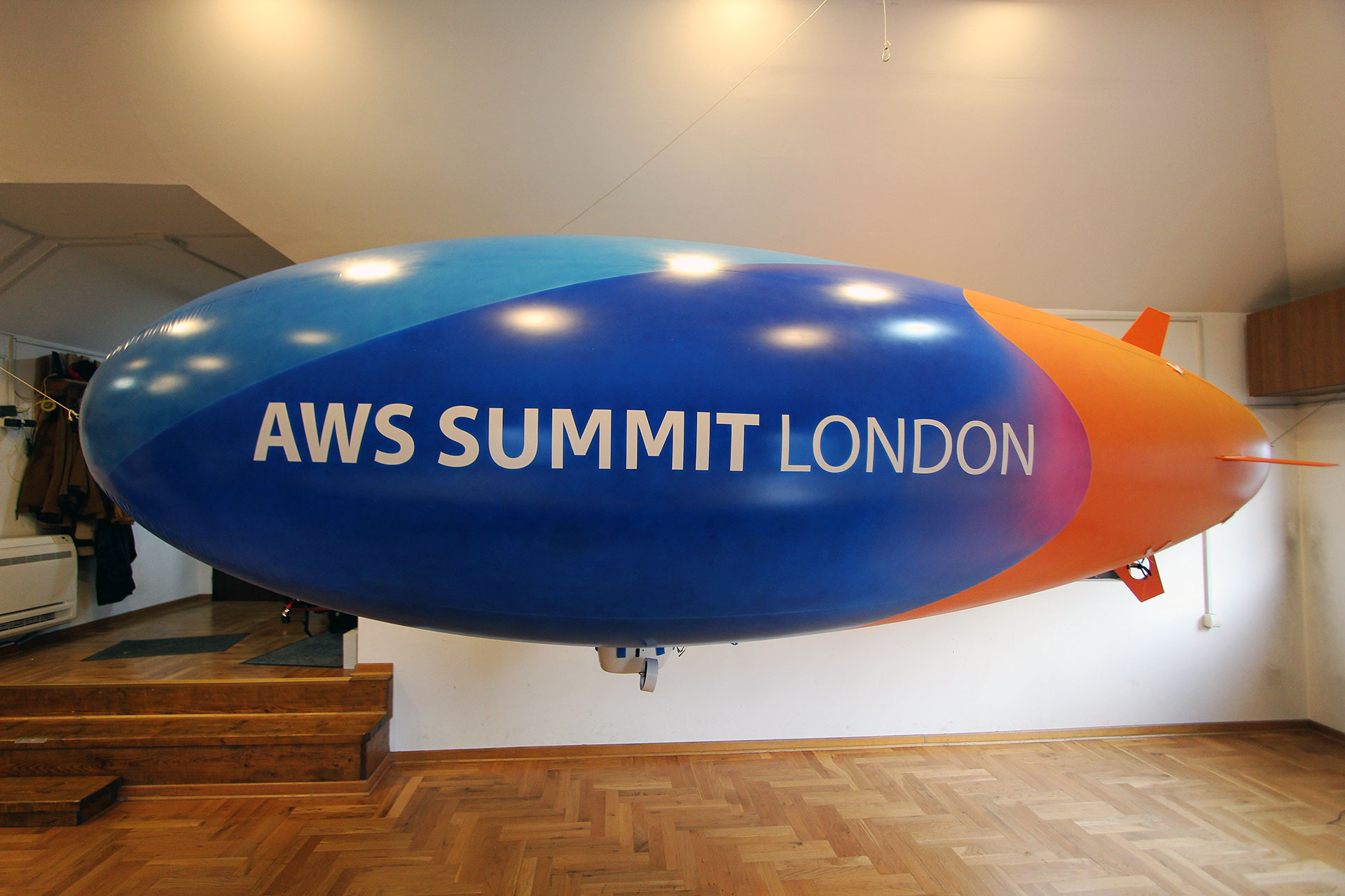 4.5 m indoor RC Blimp with AWS logo